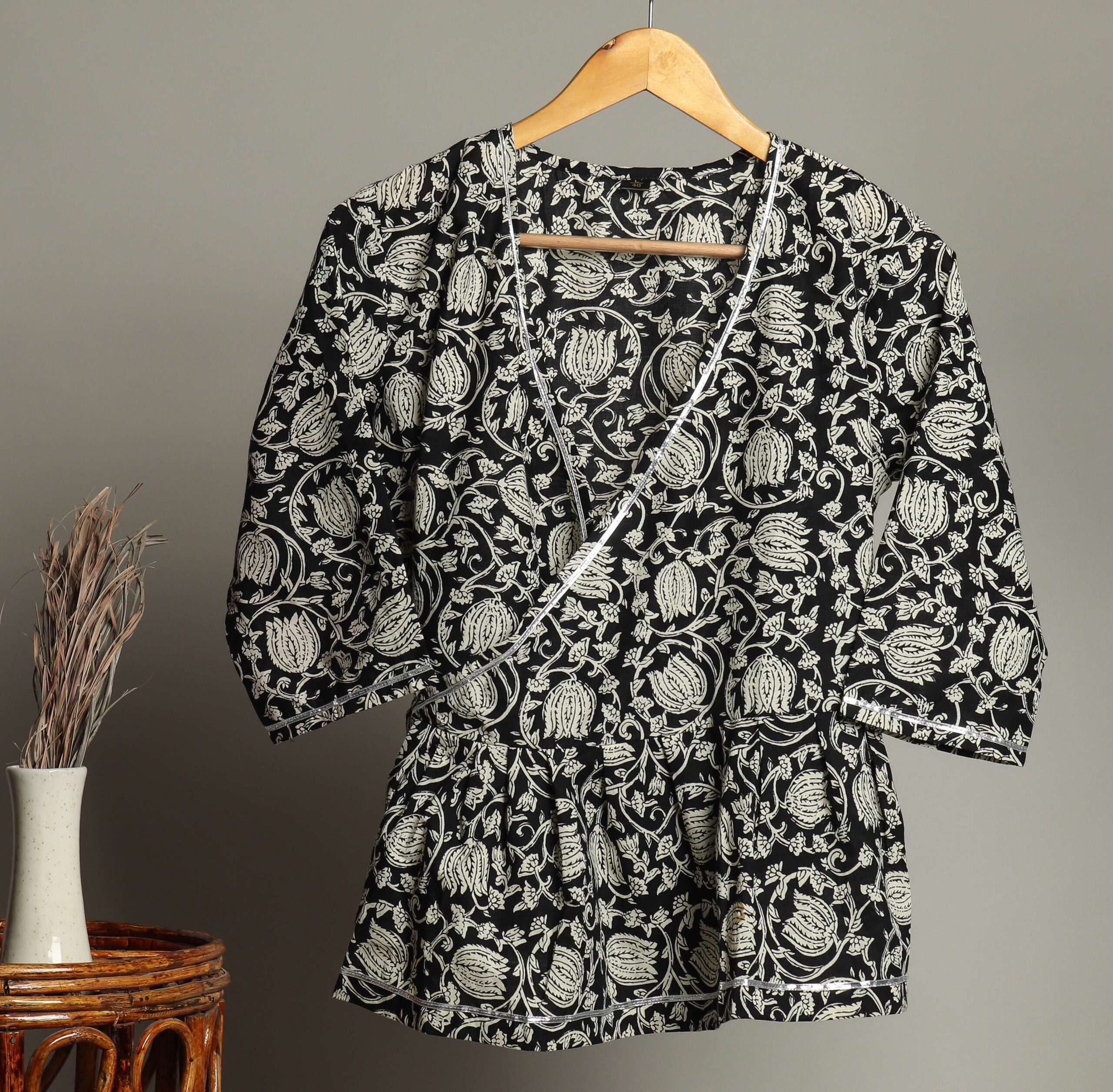 Handmade Block Print Cotton for Women ? Ethnic Floral Printed Top with Long Sleeves